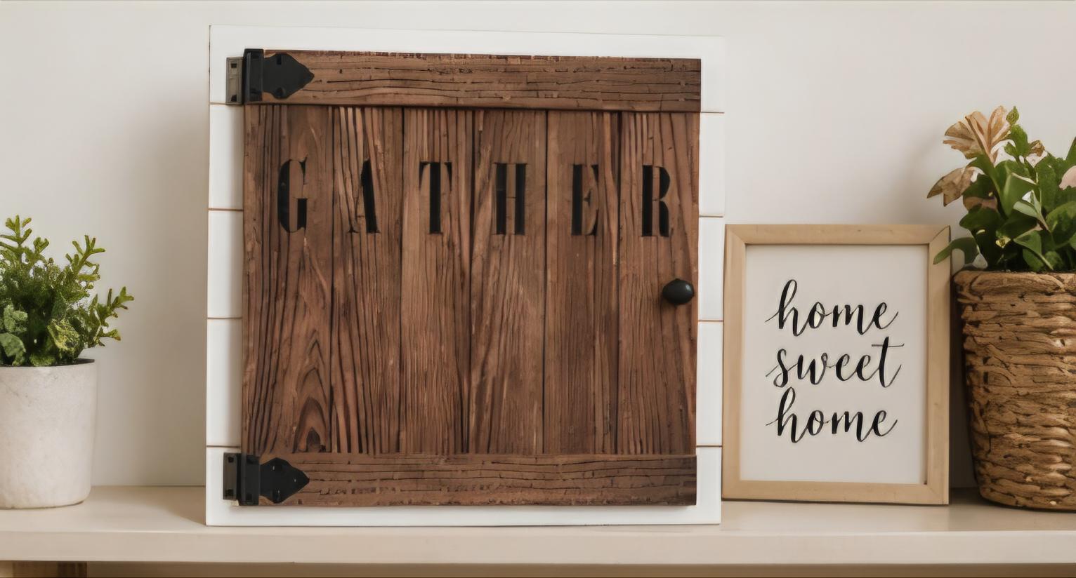 Rustic Wood Photo Frame – Hidden Message “Gather Together” – Memorial Keepsake