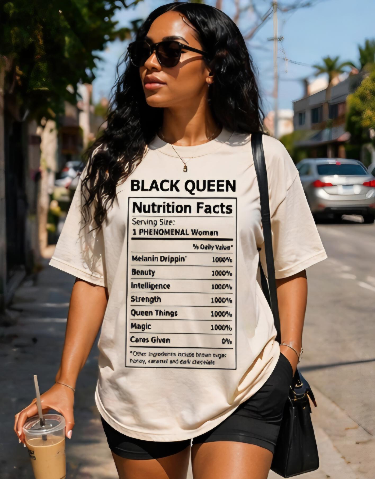 Black Queen Nutrition Facts Shirt, Phenomenal Woman Tee, Melanin Magic Empowerment T-Shirt
