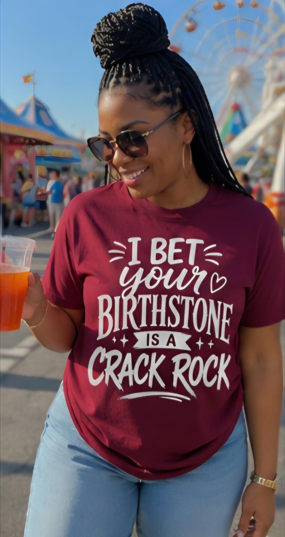 Funny Sarcastic Graphic T-Shirt | “I Bet Your Birthstone Is A Crack Rock” Shirt | Viral Humor Tee | Trendy Streetwear Shirt
