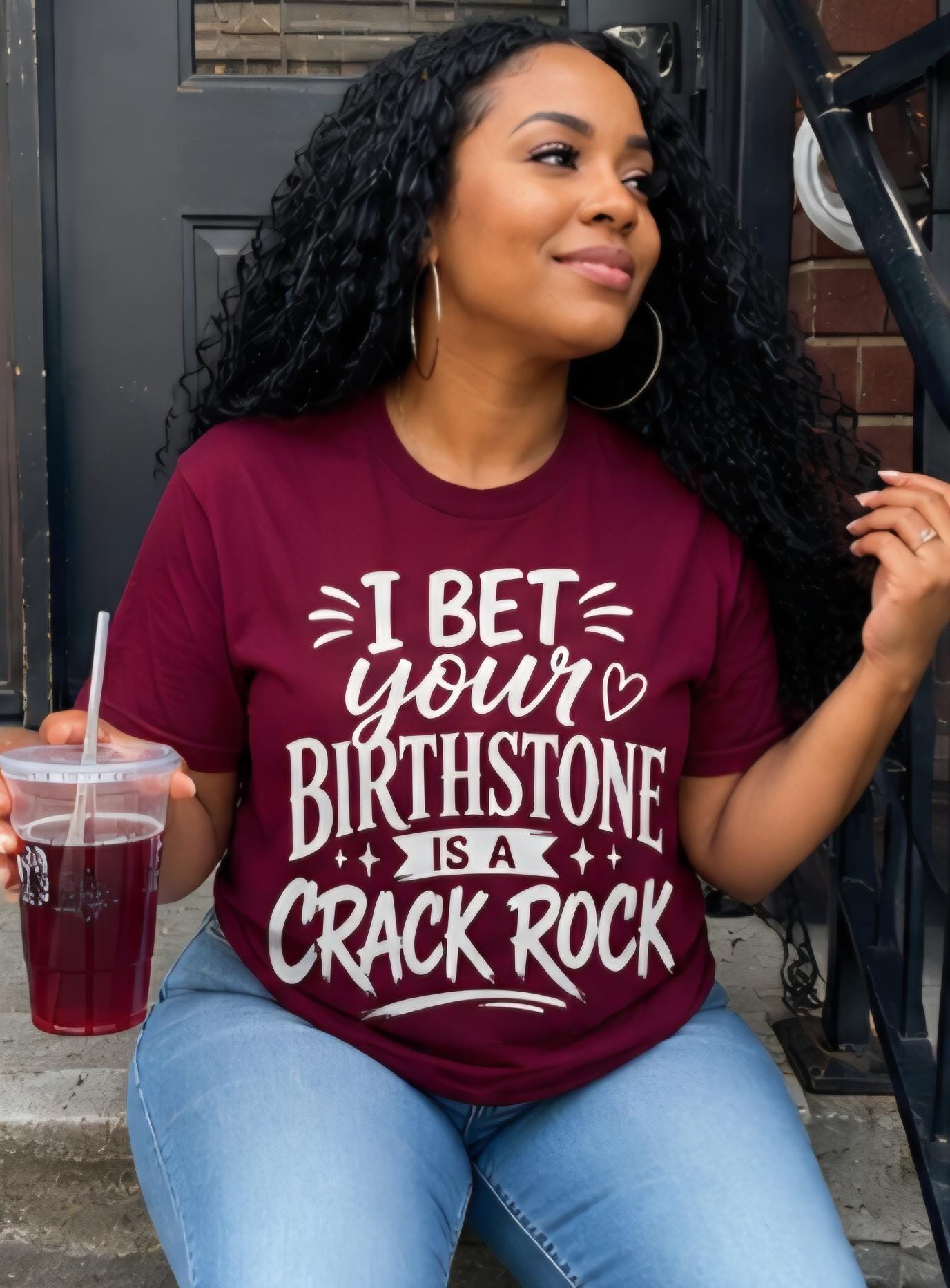Funny Sarcastic Graphic T-Shirt | “I Bet Your Birthstone Is A Crack Rock” Shirt | Viral Humor Tee | Trendy Streetwear Shirt