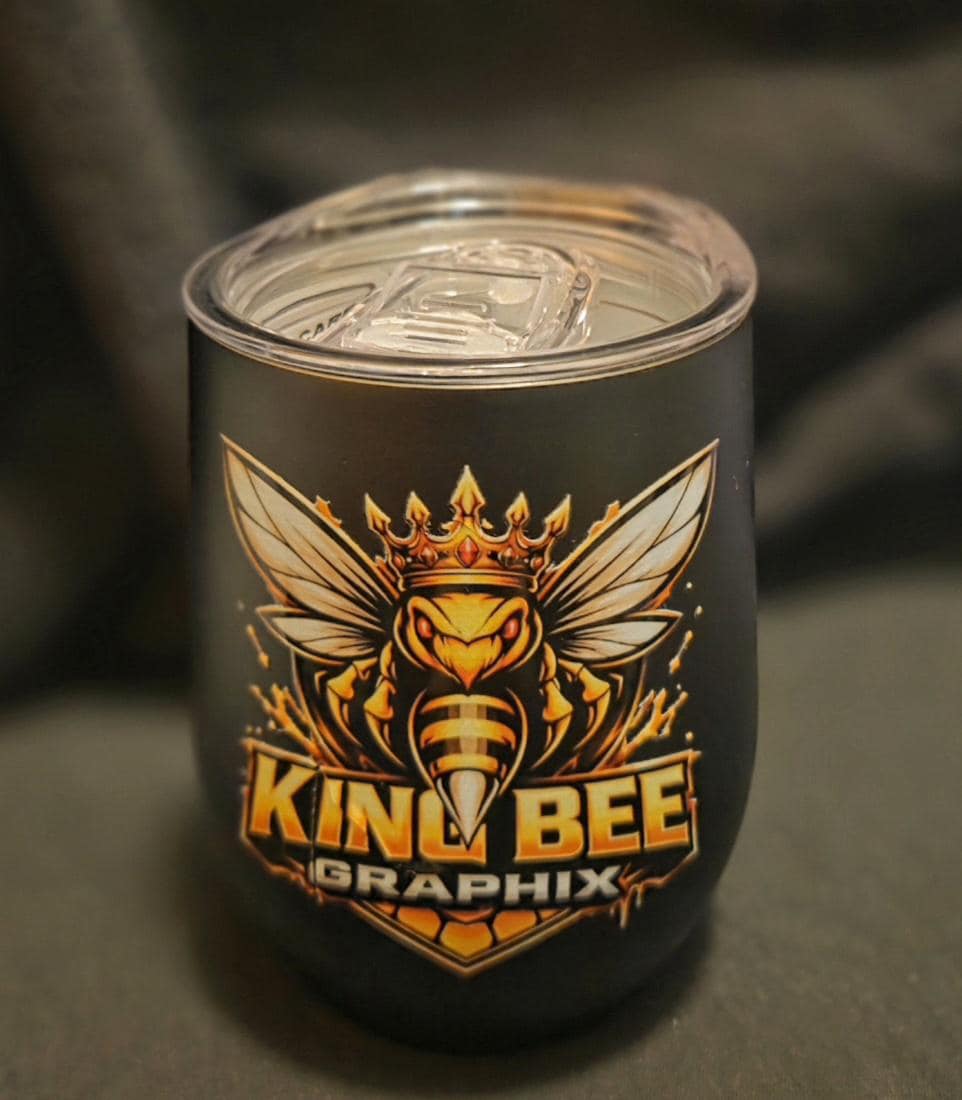 King Bee Graphix Premium Wine Tumbler | Black Matte Stainless Steel Cup | Luxury Bee Drinkware | Custom Engraved Style Tumbler