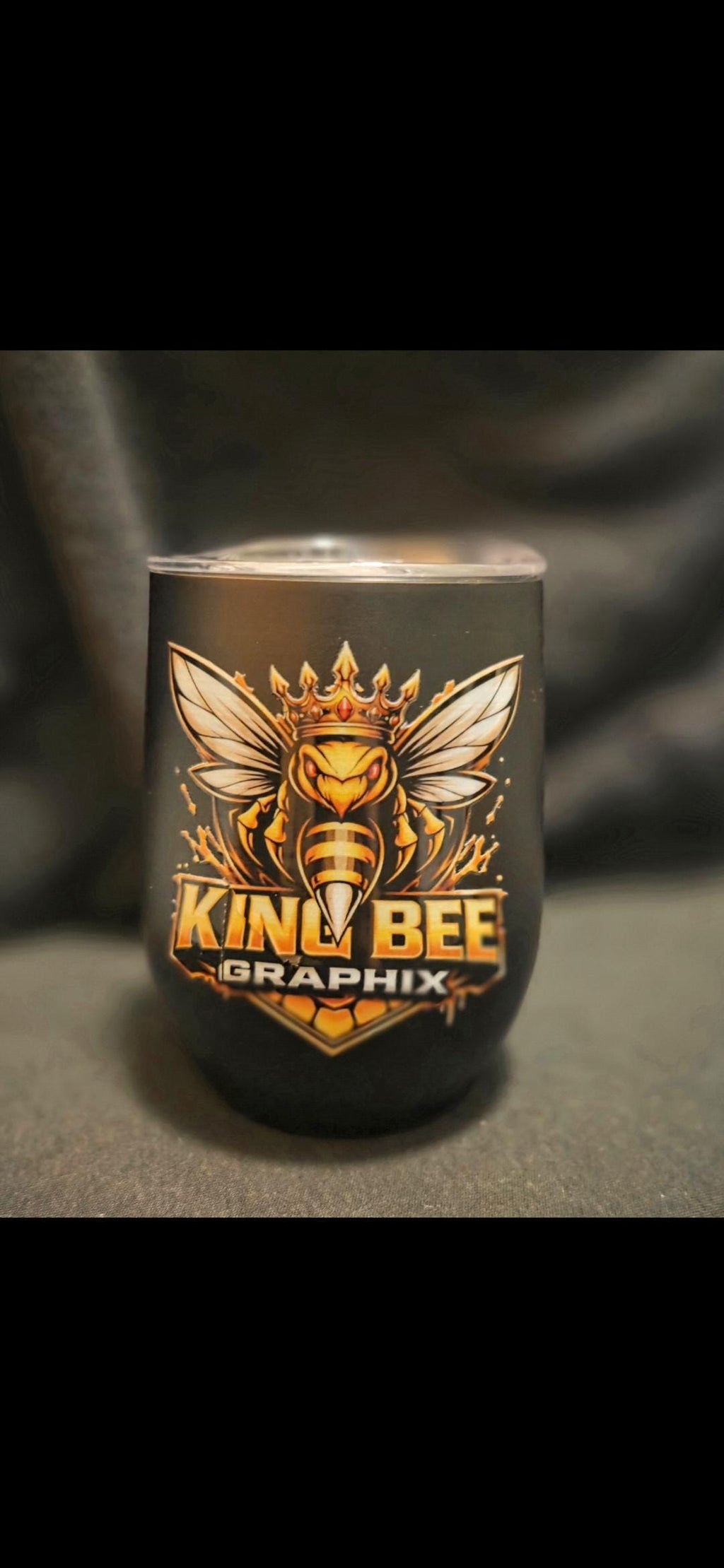 King Bee Graphix Premium Wine Tumbler | Black Matte Stainless Steel Cup | Luxury Bee Drinkware | Custom Engraved Style Tumbler