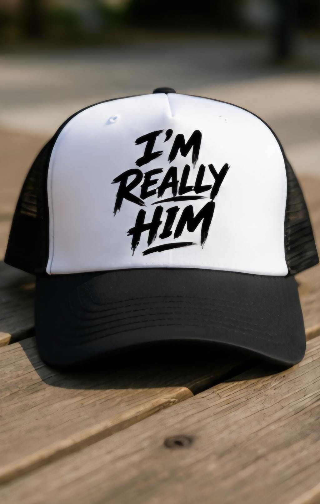 I'M REALLY HIM” Trucker Hat | Black & White Streetwear Snapback | Viral Graphic Hat | Men’s Urban Fashion Cap