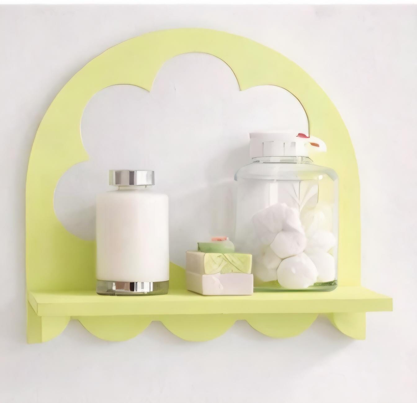Green Flower Shelf | Boho Minimalist Wall Decor | 10x10 Wood Display Shelf