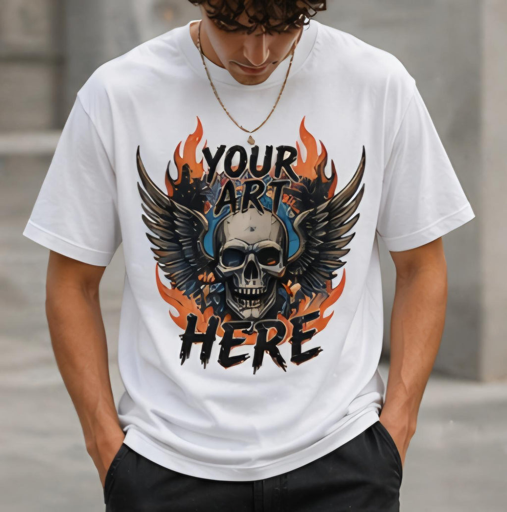 Custom 2-Sided T-Shirt | Full Color Front, Vinyl Lettering Back