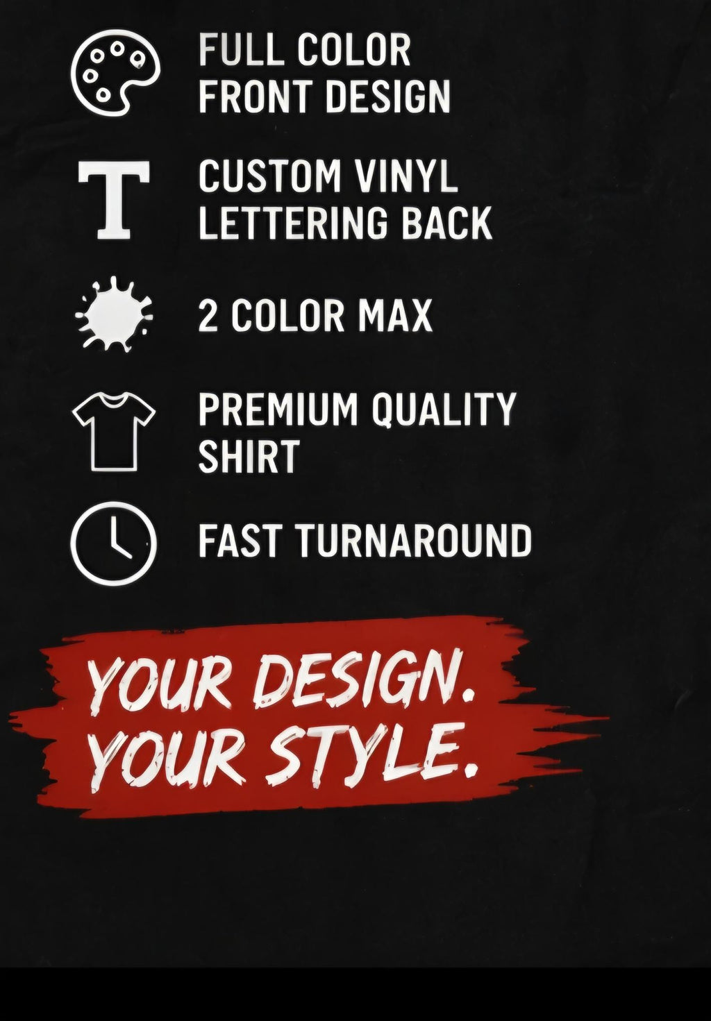Custom 2-Sided T-Shirt | Full Color Front, Vinyl Lettering Back