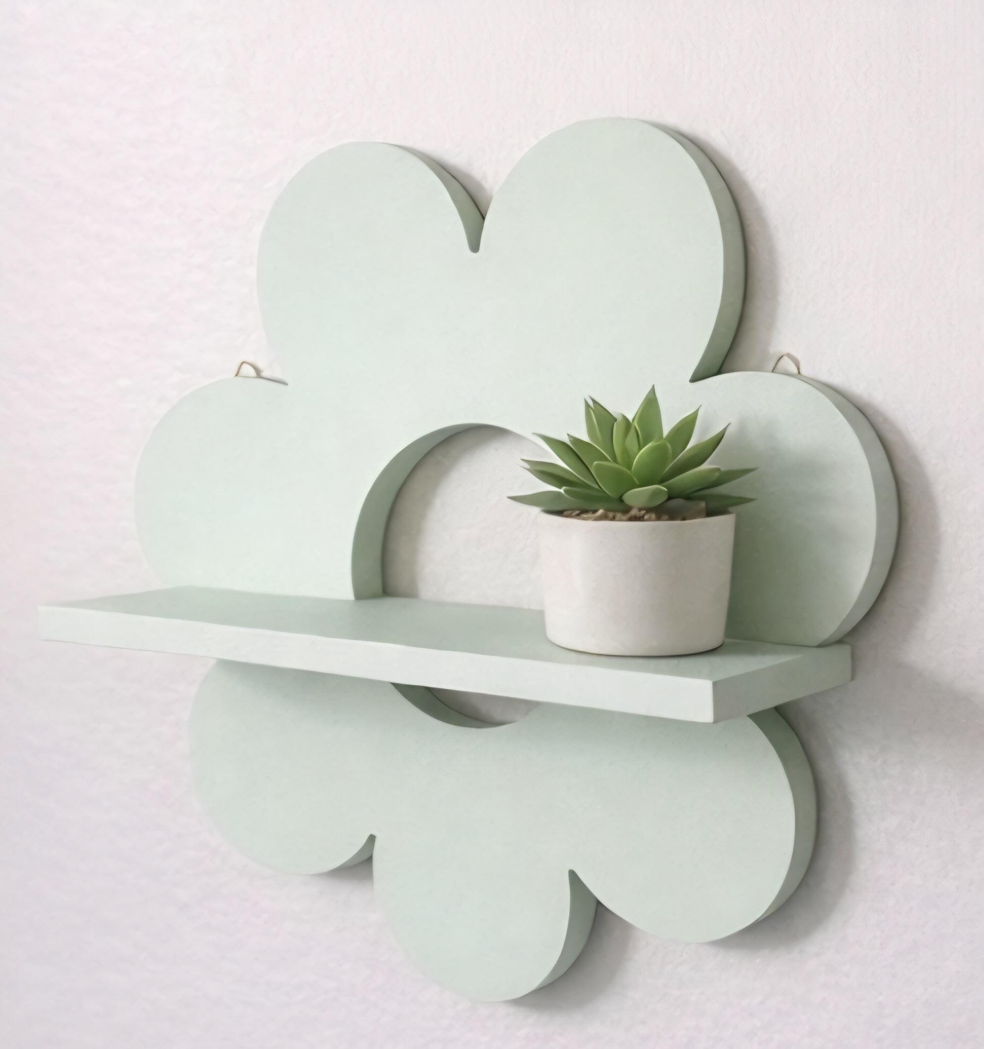 Green Flower Shelf | 10x10 Decorative Floating Display | Boho Nursery Decor