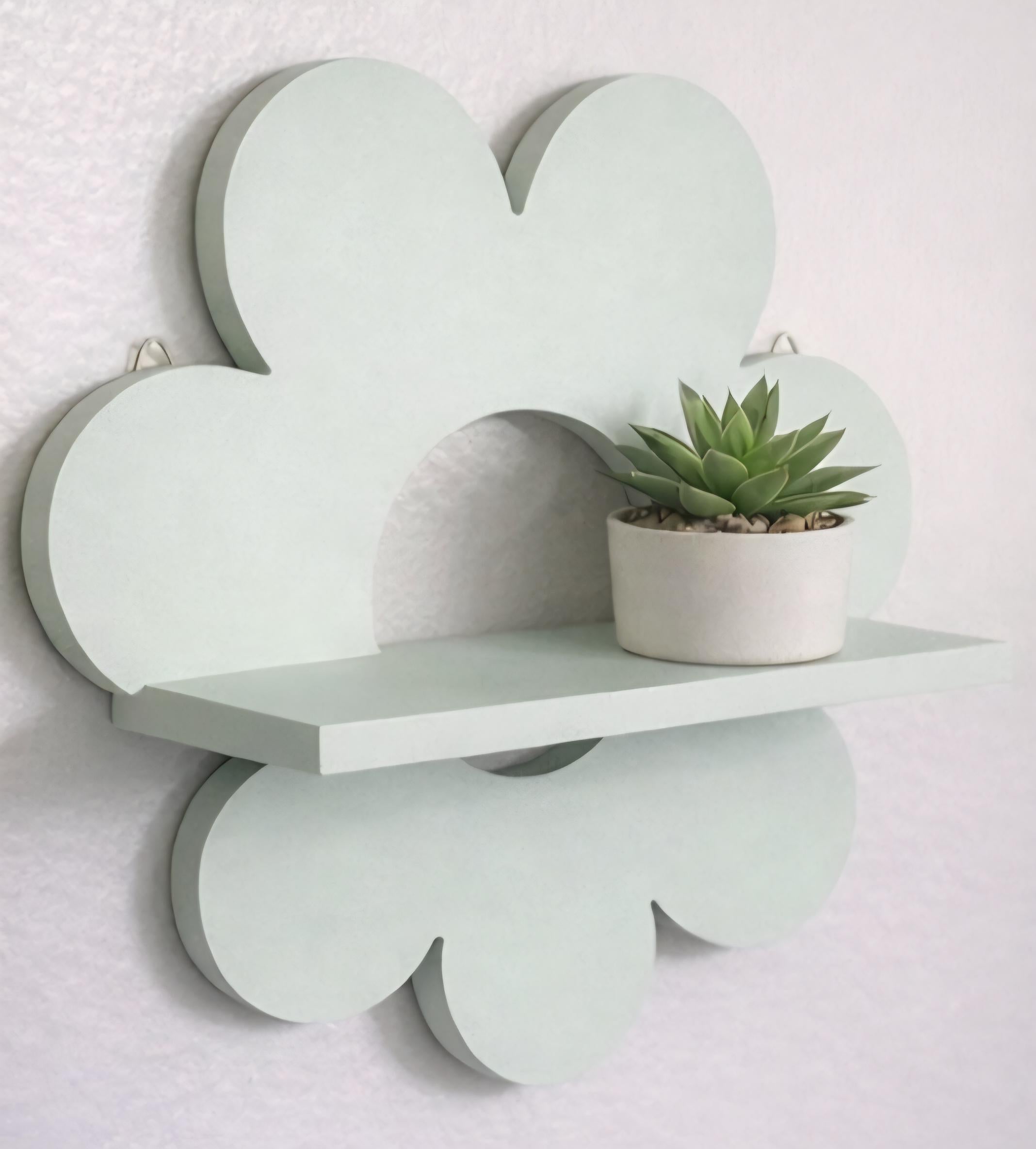 Green Flower Shelf | 10x10 Decorative Floating Display | Boho Nursery Decor