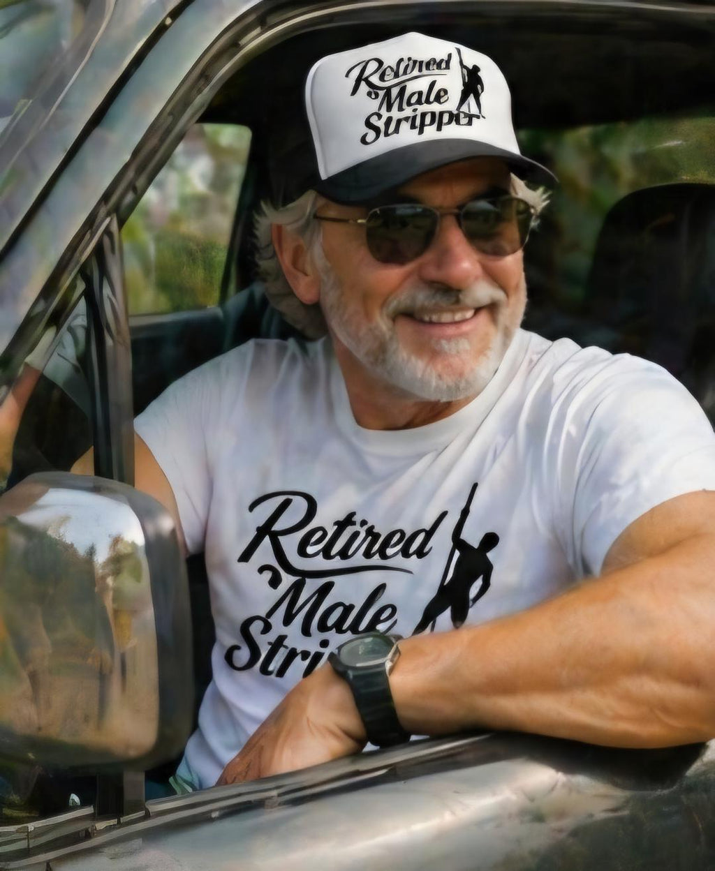 Retired Male Stripper Shirt and Hat Set | Funny Retirement Outfit