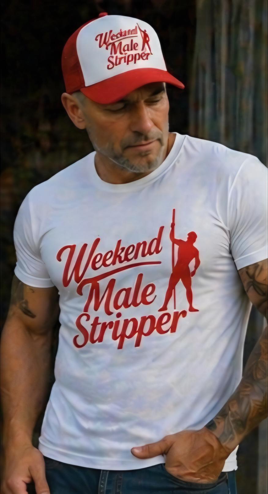 Weekend Male Stripper Shirt and Hat Set | Bachelor Party Outfit | Gag Gift