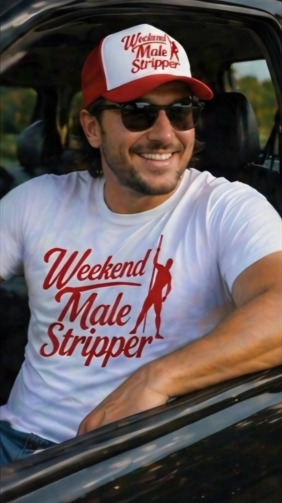 Weekend Male Stripper Shirt and Hat Set | Bachelor Party Outfit | Gag Gift