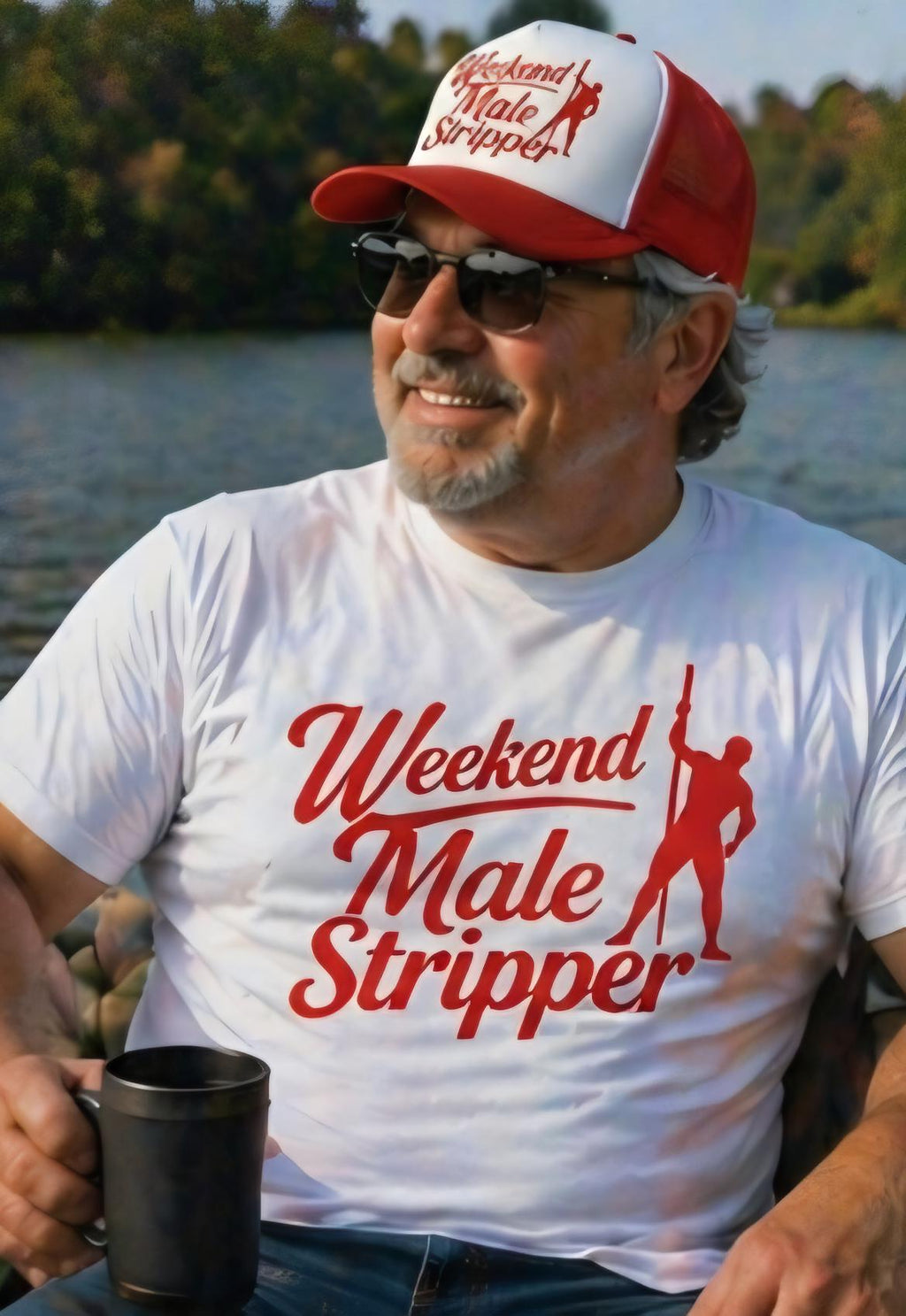 Weekend Male Stripper Shirt and Hat Set | Bachelor Party Outfit | Gag Gift