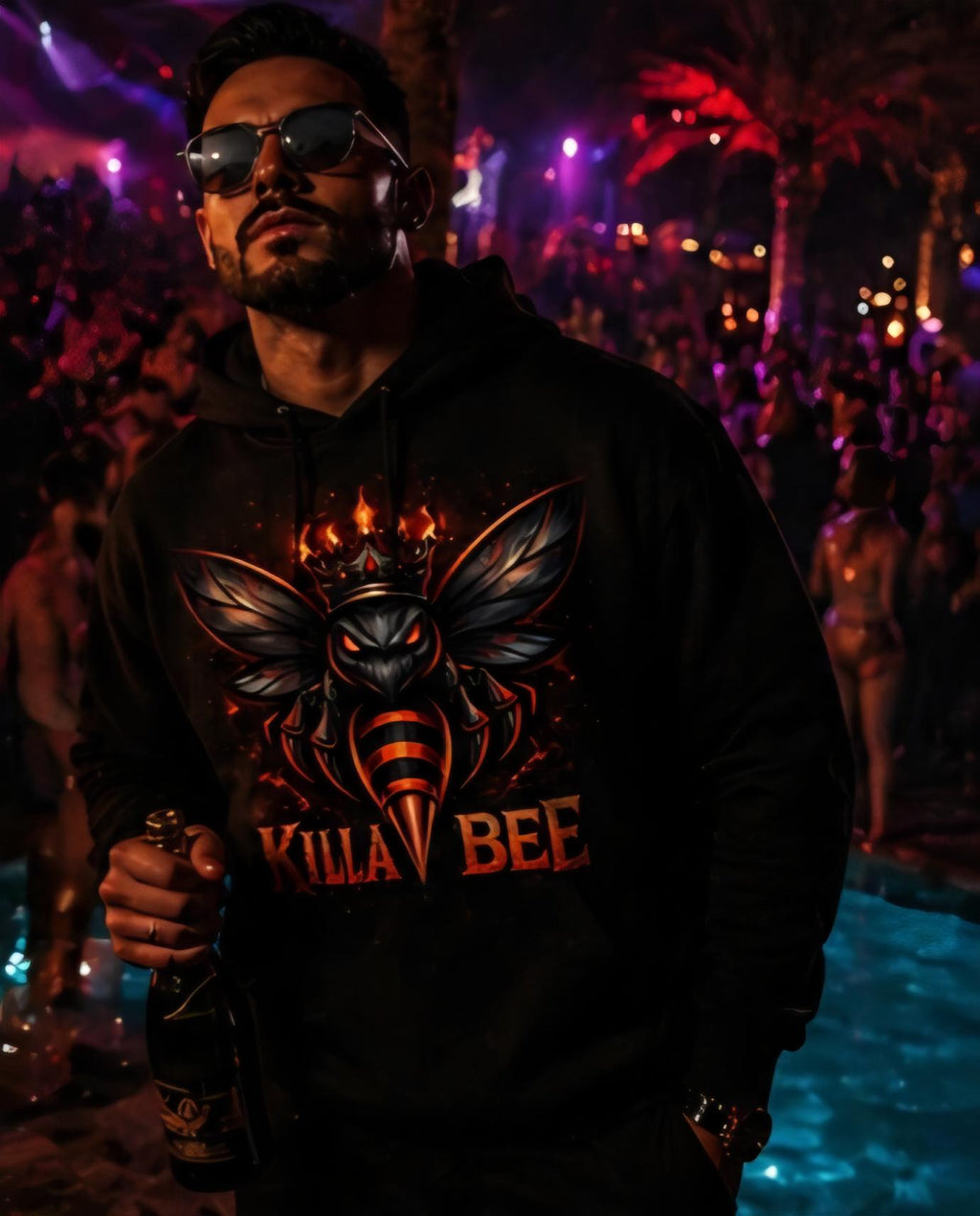 Killa Bee Hoodie – Dark Streetwear Graphic Pullover – Edgy Nightlife Statement Apparel