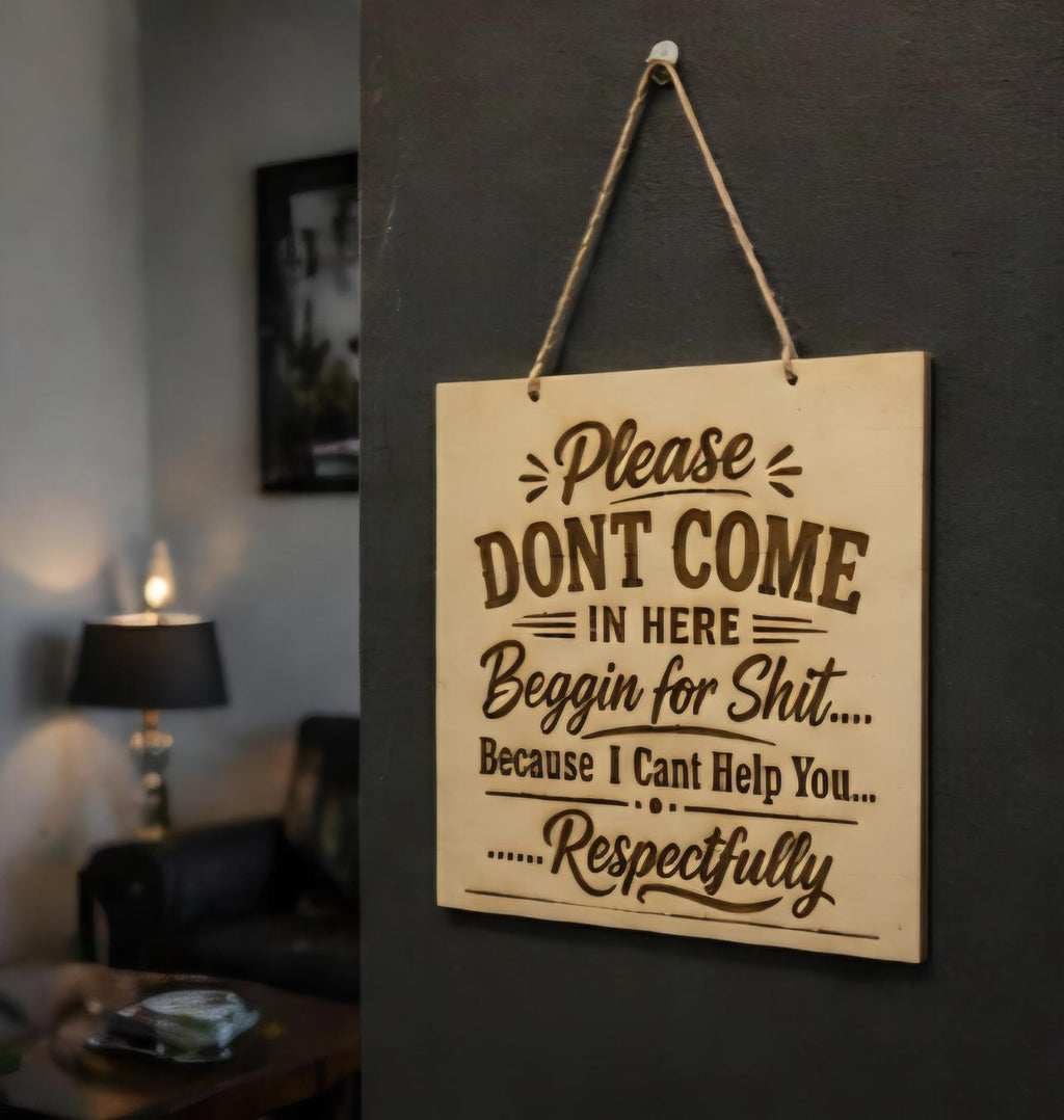 Funny Wood Door Sign 12x12 – Sarcastic Office Decor, Adult Humor Home Sign
