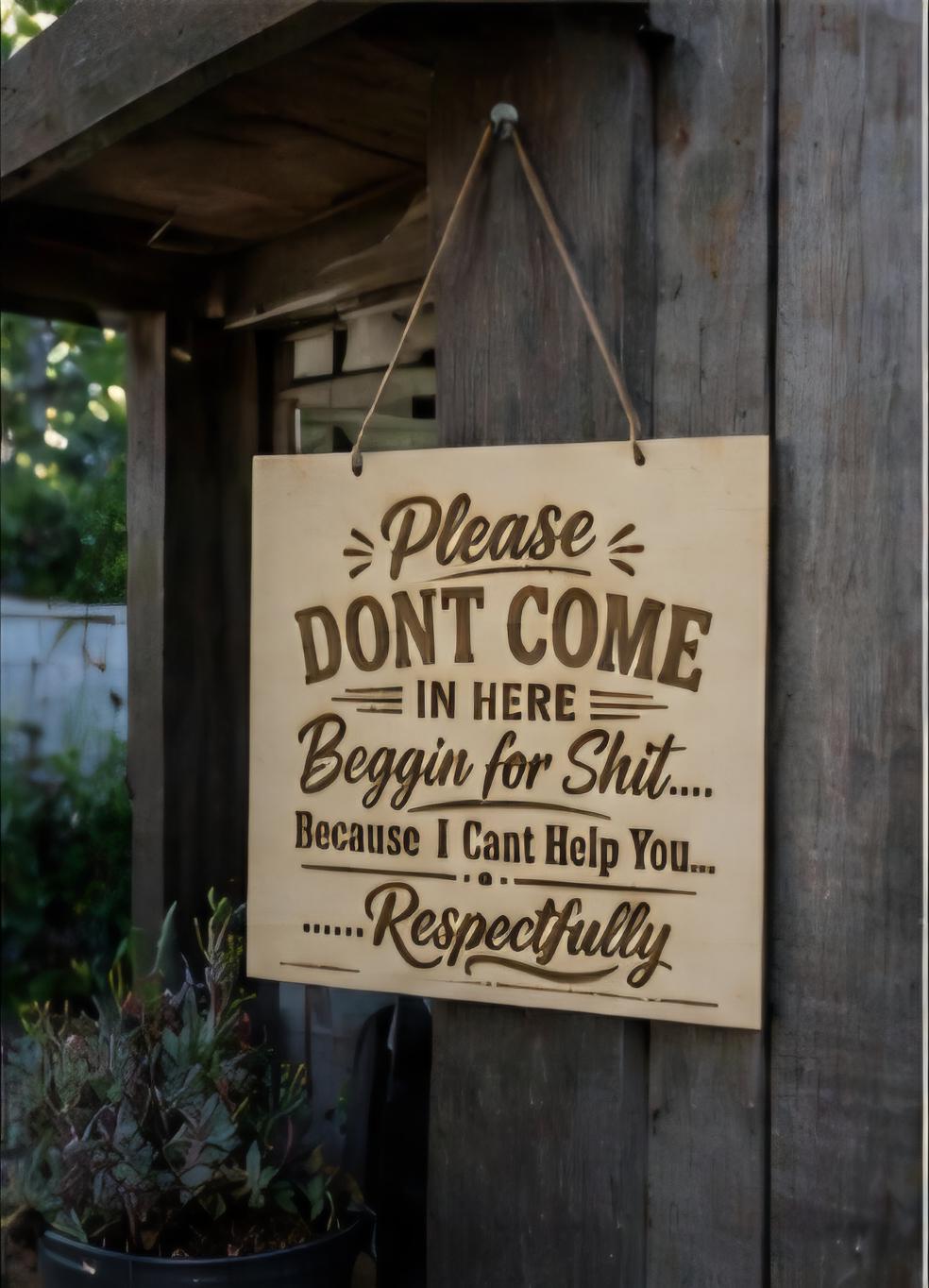Funny Wood Door Sign 12x12 – Sarcastic Office Decor, Adult Humor Home Sign