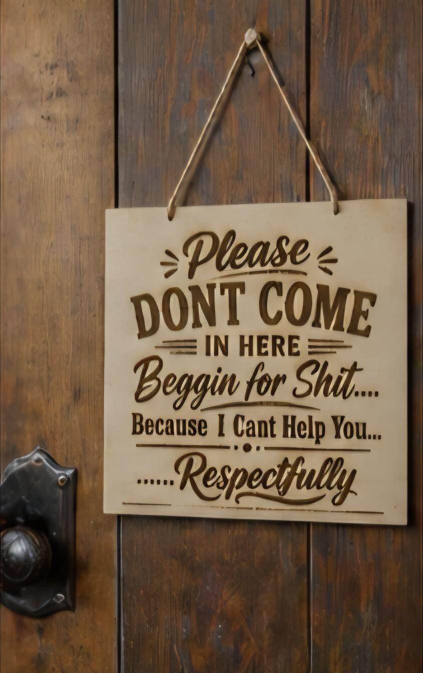 Funny Wood Door Sign 12x12 – Sarcastic Office Decor, Adult Humor Home Sign