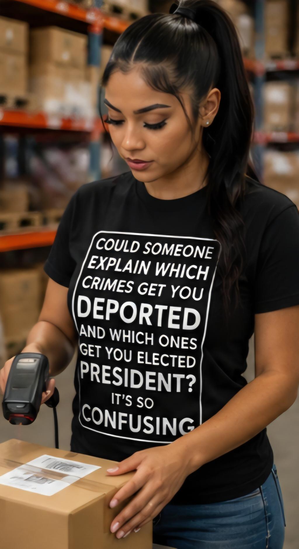 Could Someone Explain… Funny Political Humor T-Shirt – Statement Graphic Tee – Conversation Starter Shirt – Black Tee with White Lettering