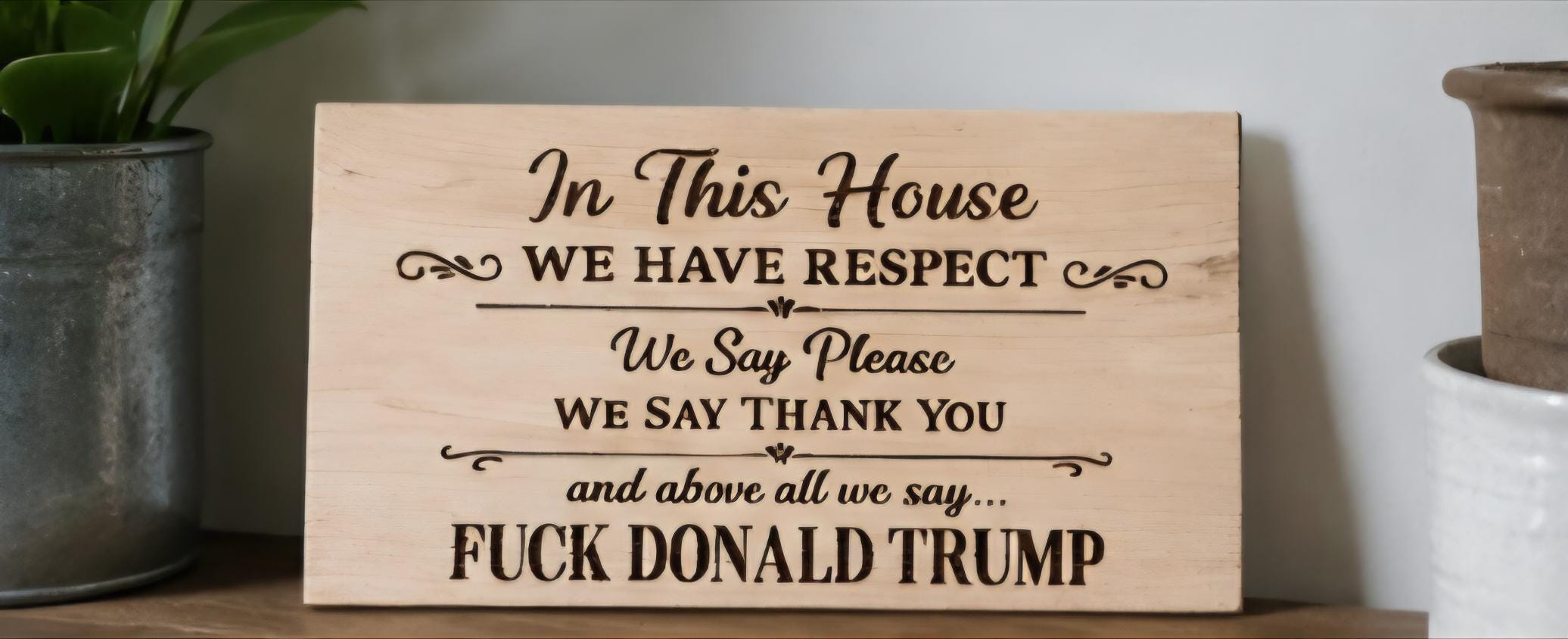Funny Political Wood Sign | “In This House We Have Respect” Engraved Sign | Rustic Farmhouse Humor Decor | Laser Engraved Wooden Plaque | 11