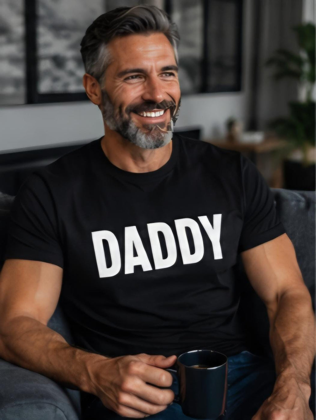 DADDY Shirt for Men | Funny Bold Graphic Tee | Black T Shirt with White Vinyl Style | Mature Men’s Fashion Shirt | Trendy Streetwear Tee
