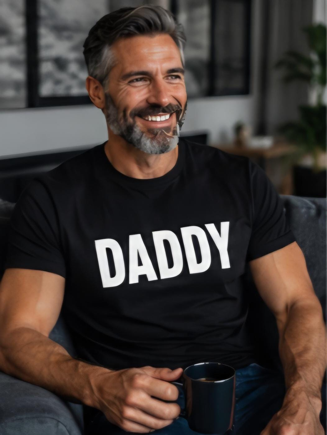 DADDY Shirt for Men | Funny Bold Graphic Tee | Black T Shirt with White Vinyl Style | Mature Men’s Fashion Shirt | Trendy Streetwear Tee