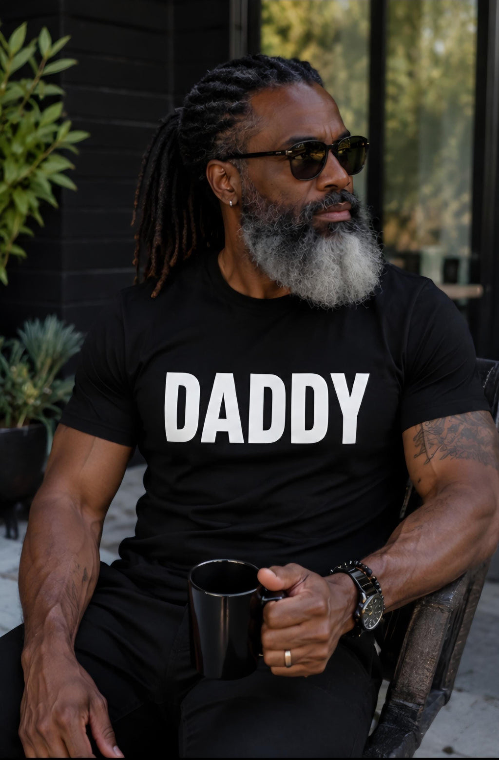 DADDY Shirt for Men | Funny Bold Graphic Tee | Black T Shirt with White Vinyl Style | Mature Men’s Fashion Shirt | Trendy Streetwear Tee