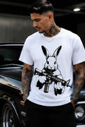 Rabbit With AR Shirt | Streetwear Graphic Tee | Urban Bunny Shirt | Black & White Streetwear | Killa Bee Apparel | Graphic Tee