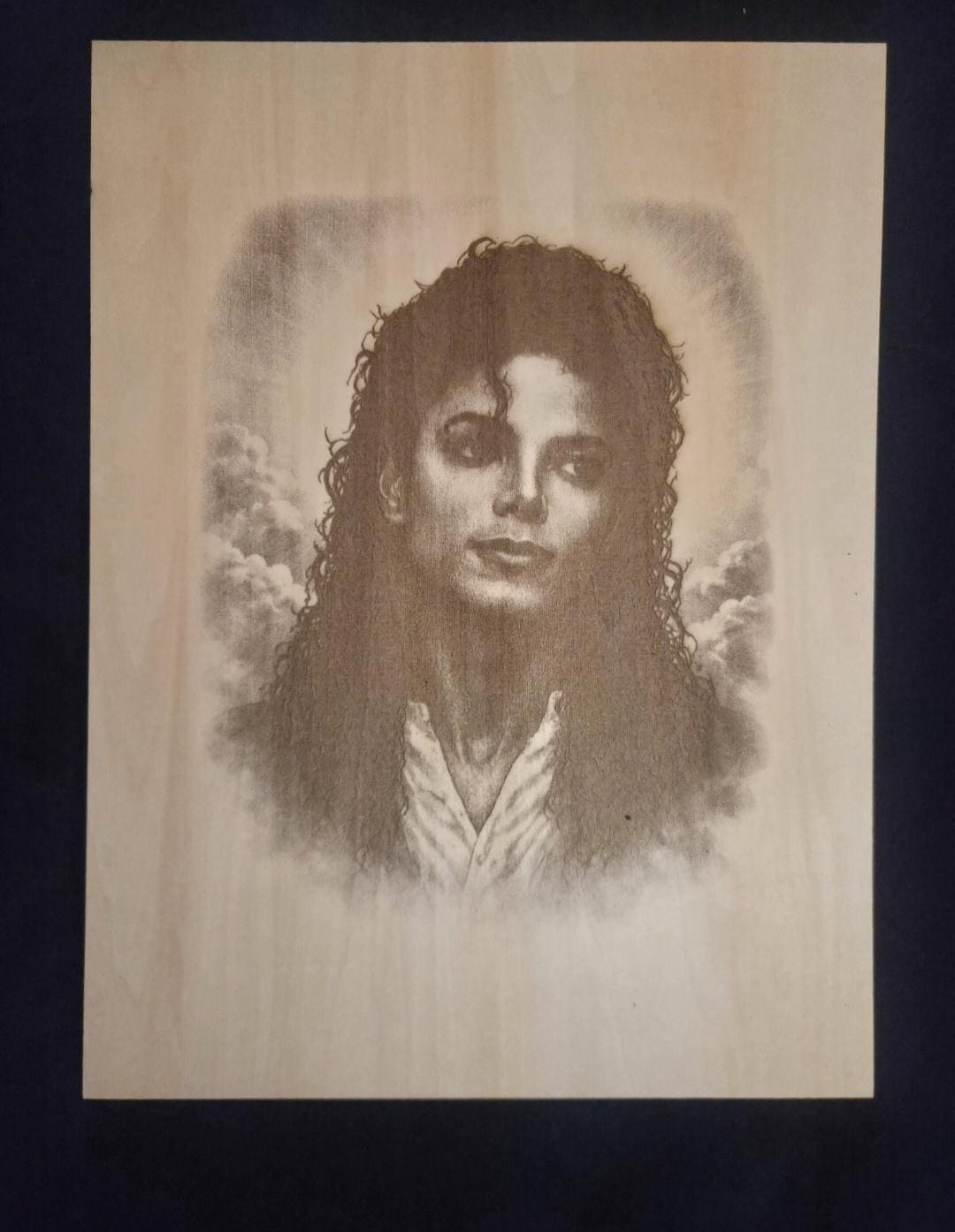 Michael Jackson Wood Engraved Wall Art | 16x12 Laser Engraved Portrait | Music Legend Decor | Handmade Wood Art | Gift for MJ Fans | King Be