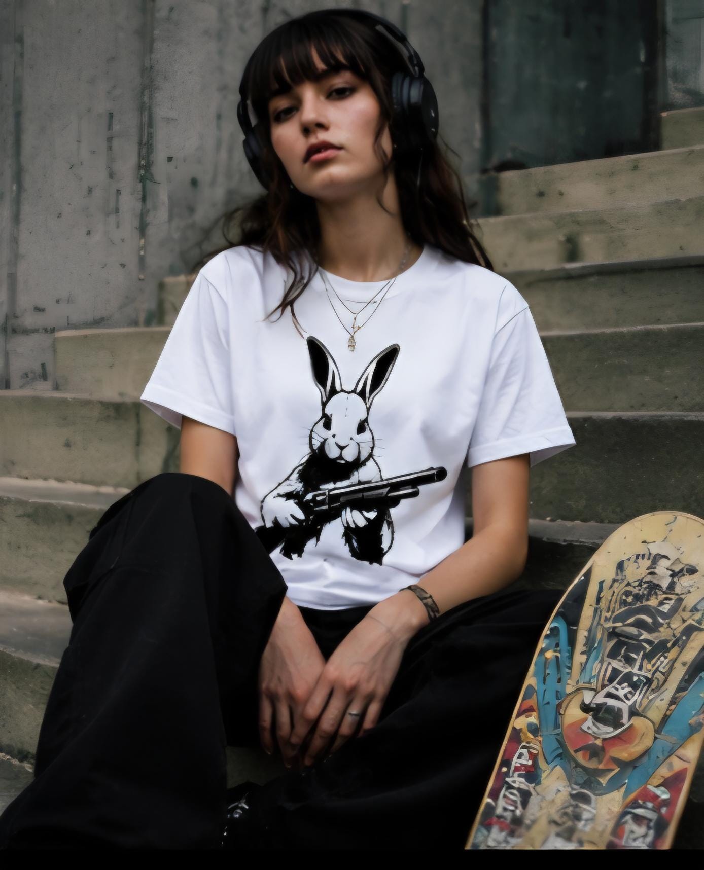 Rabbit With Shotgun Shirt | Streetwear Graphic Tee | Urban Bunny Shirt | Black & White Graphic Tee | Killa Bee Apparel | Streetwear Fashion