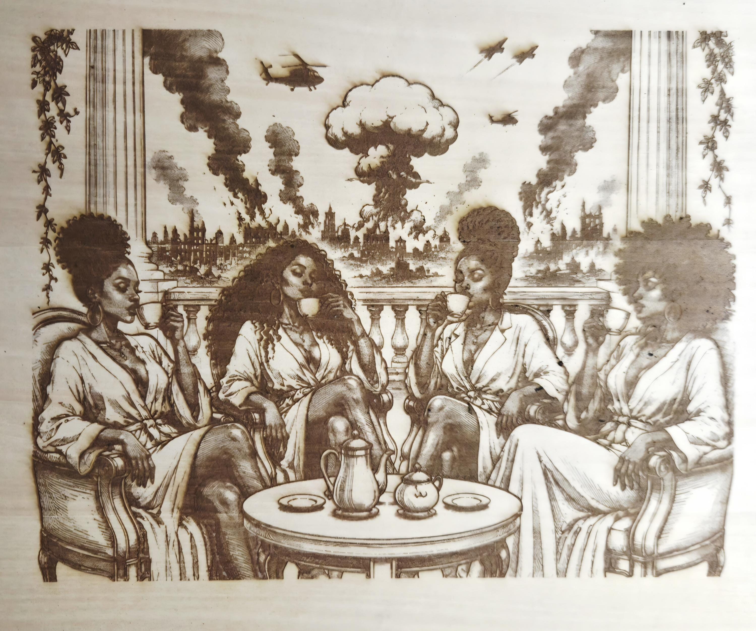 Black Women Coffee Engraved Wall Art | 16x12 Laser Engraved Wood Panel | Black Queen Wall Decor | Statement Art | Coffee & Chaos Artwork