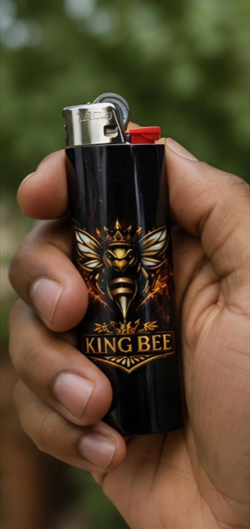 King Bee Custom Lighter | Black & Gold Bee Lighter | Luxury Pocket Lighter | King Bee Graphix Merch | Collectible Lighter | Hive Deals