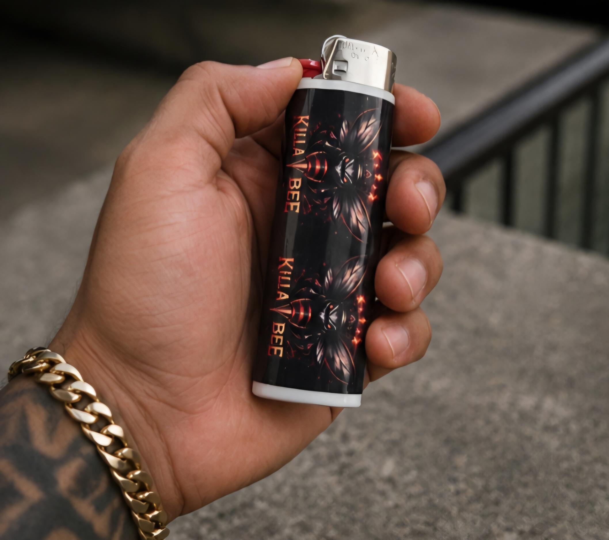 Killa Bee Custom Lighter | Dark Streetwear Pocket Lighter | Red & Black Bee Lighter | Killa Bee Merch | Collectible Lighter | Hive Deals