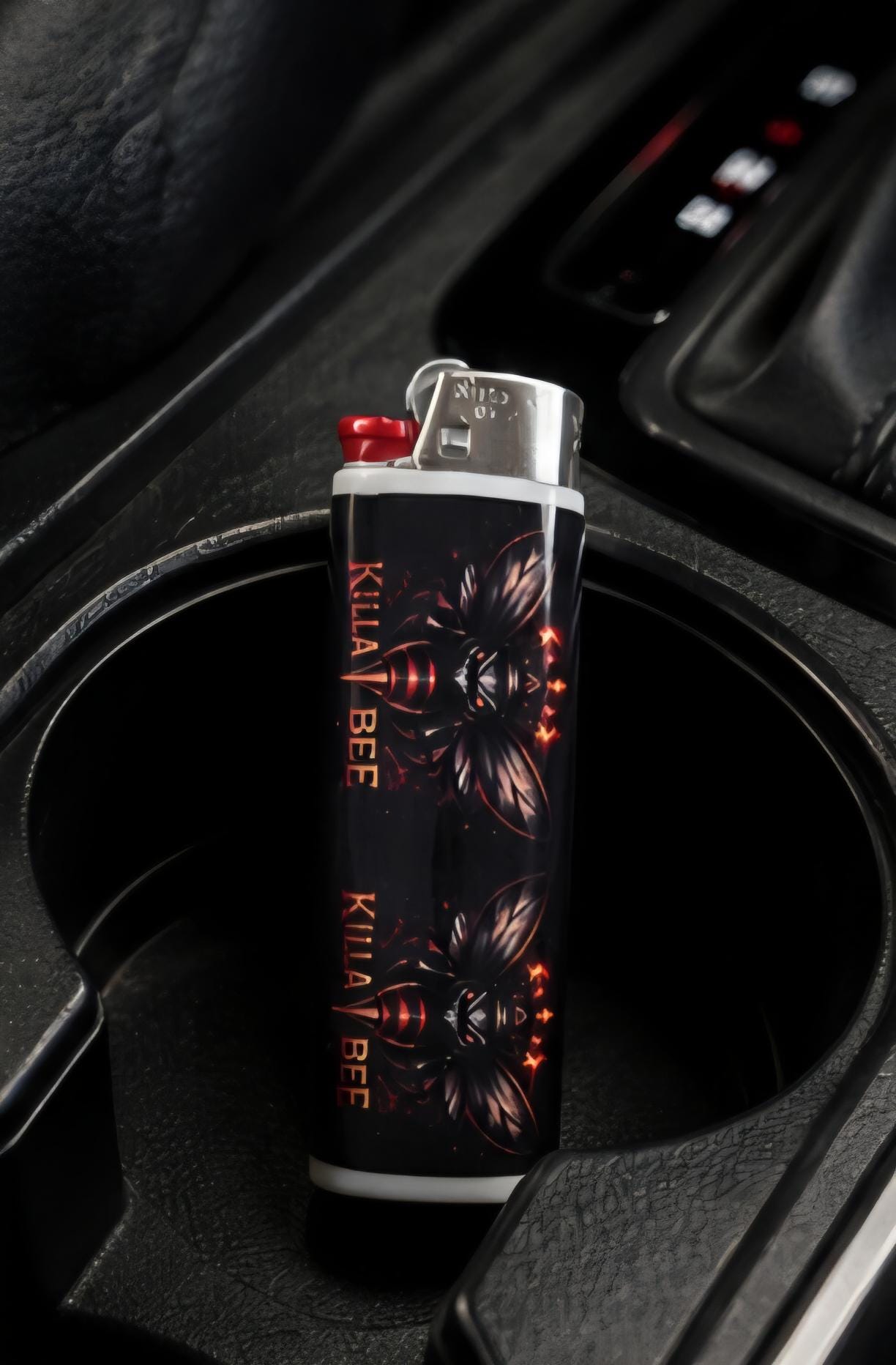 Killa Bee Custom Lighter | Dark Streetwear Pocket Lighter | Red & Black Bee Lighter | Killa Bee Merch | Collectible Lighter | Hive Deals