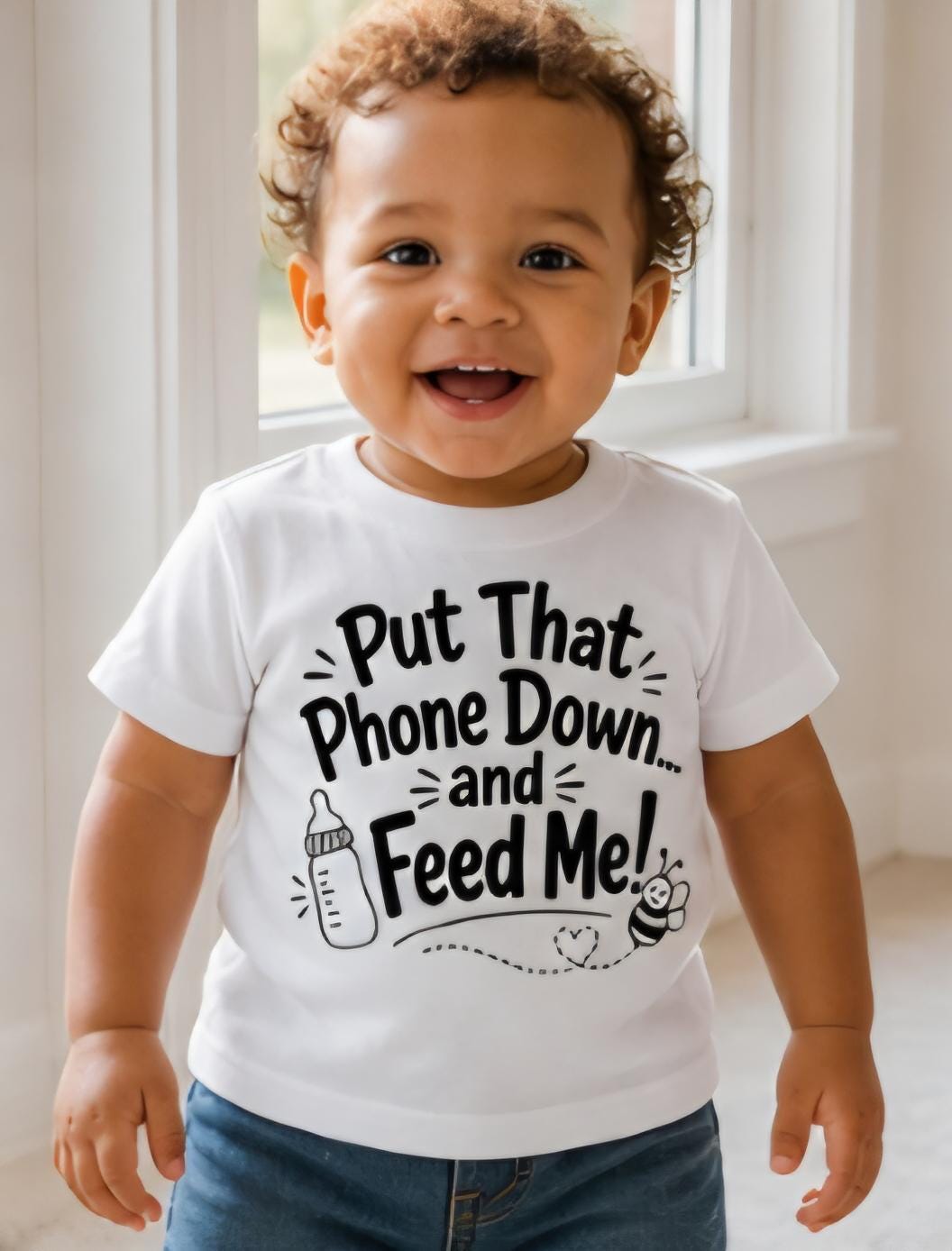 Funny Baby Shirt – Put That Phone Down and Feed Me – Cute Baby Onesie – New Parent Gift – Baby Humor Shirt – Infant Bodysuit – Little Hive C