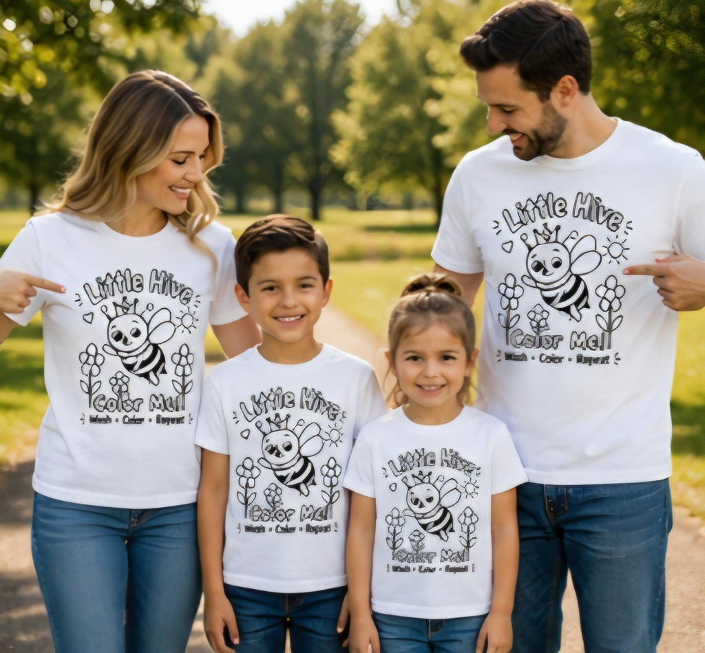 Family Coloring Shirt Bundle – Matching Family Shirts – Color Your Own T-Shirts – Washable Kids Activity Shirts – Reusable Coloring Tee Set