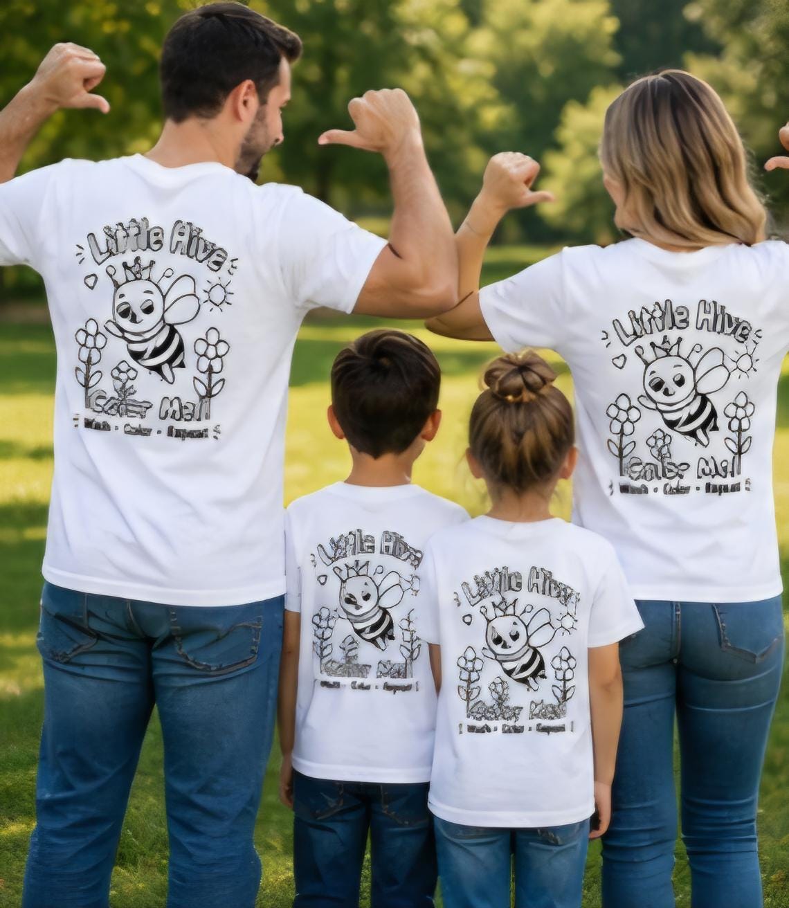 Family Coloring Shirt Bundle – Matching Family Shirts – Color Your Own T-Shirts – Washable Kids Activity Shirts – Reusable Coloring Tee Set