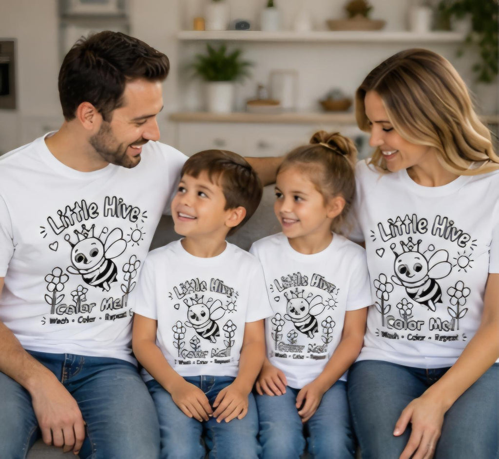 Family Coloring Shirt Bundle – Matching Family Shirts – Color Your Own T-Shirts – Washable Kids Activity Shirts – Reusable Coloring Tee Set