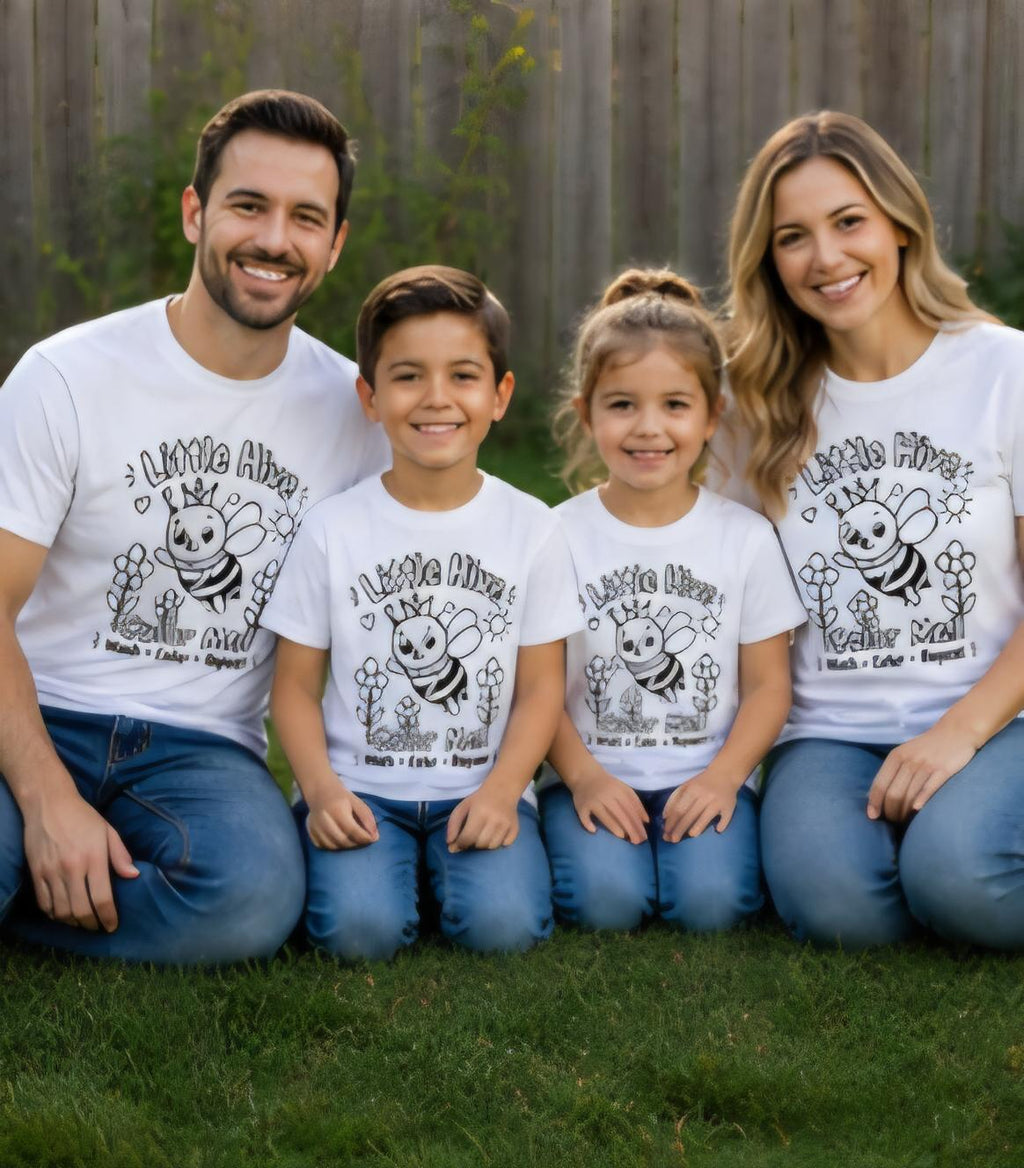 Family Coloring Shirt Bundle – Matching Family Shirts – Color Your Own T-Shirts – Washable Kids Activity Shirts – Reusable Coloring Tee Set