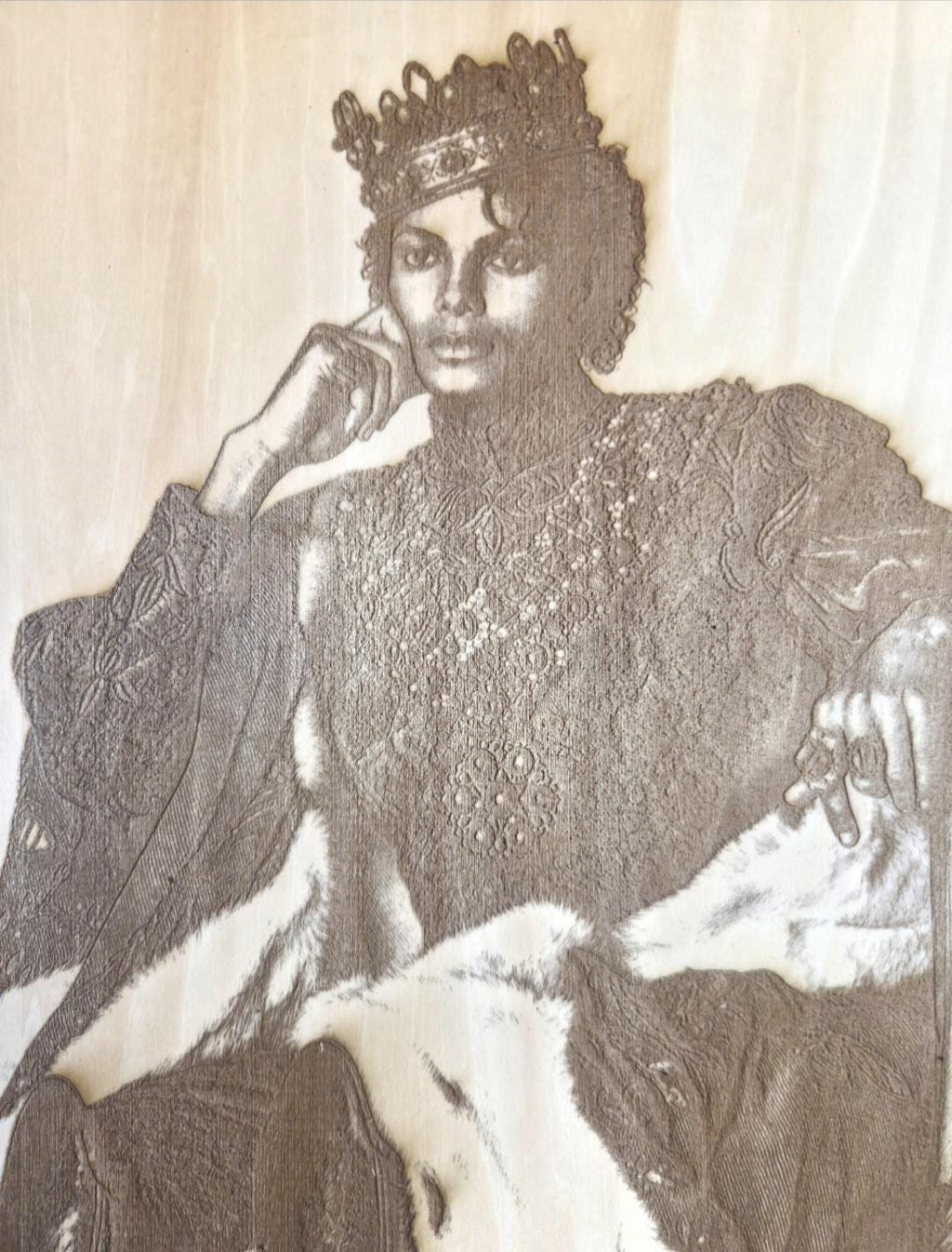 Michael Jackson Wood Wall Art – King of Pop Engraved Portrait 16x12 – Laser Engraved MJ Tribute Panel – Music Legend Wall Decor