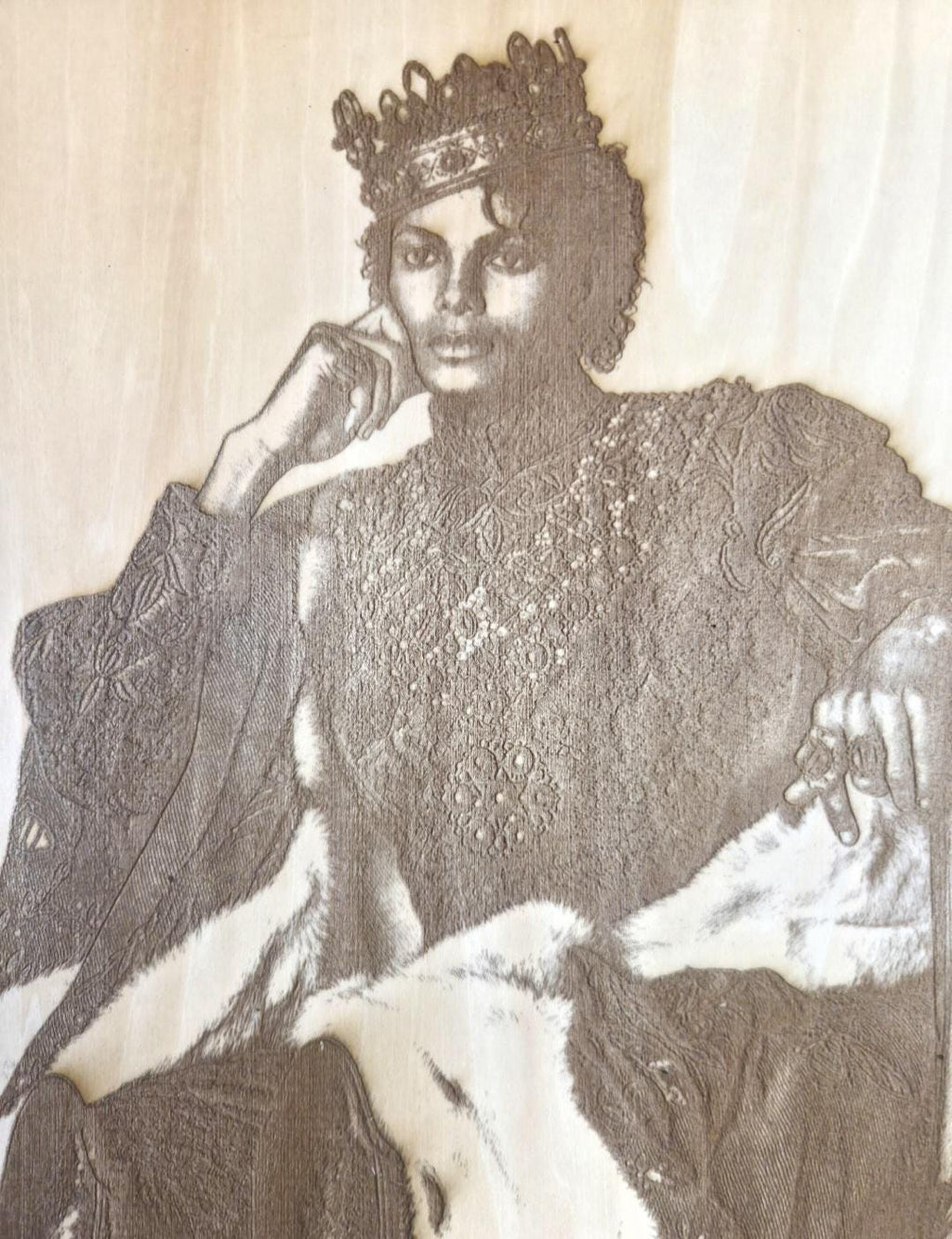 Michael Jackson Wood Wall Art – King of Pop Engraved Portrait 16x12 – Laser Engraved MJ Tribute Panel – Music Legend Wall Decor