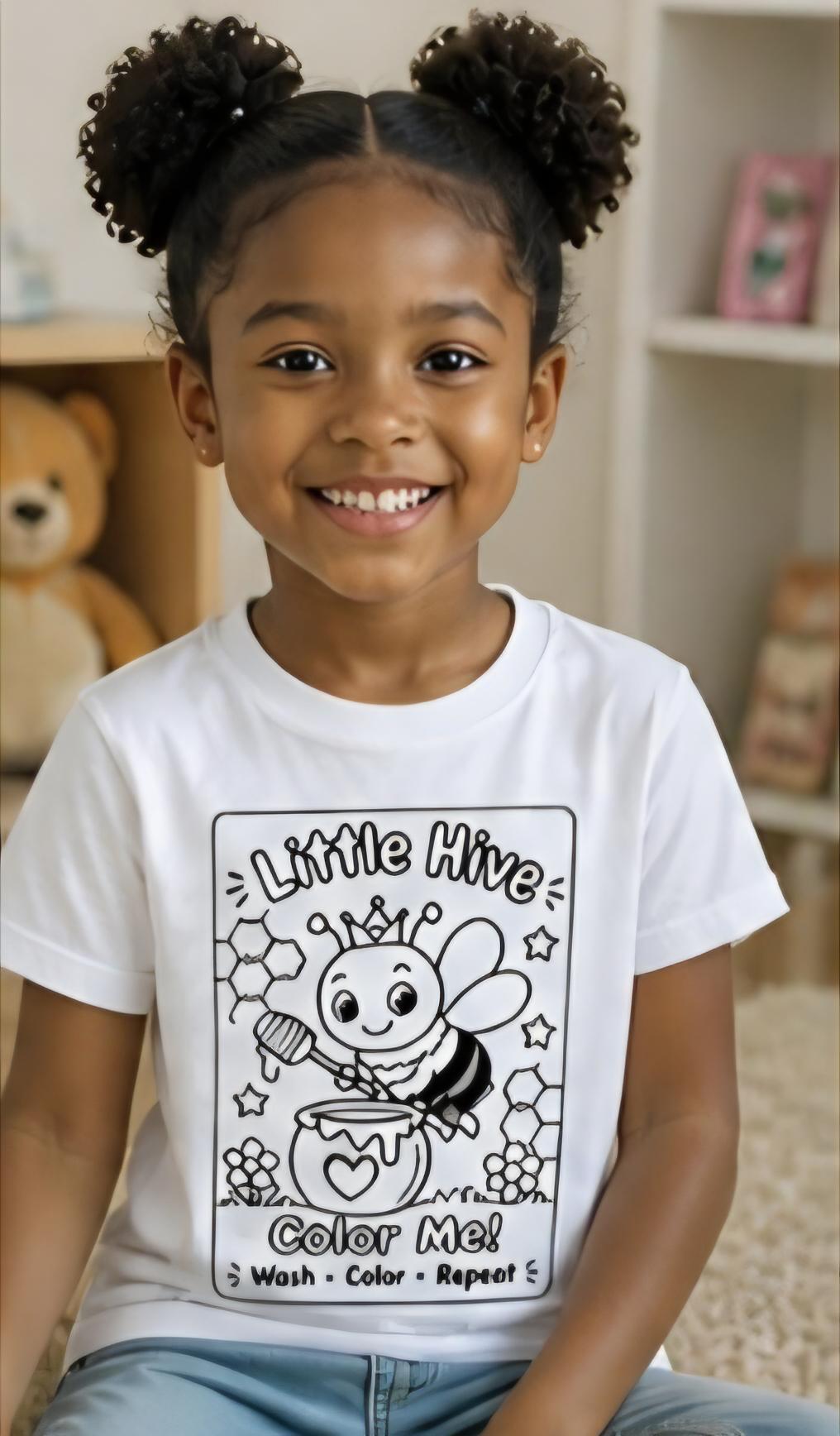 Color Your Own Kids T-Shirt – Washable Coloring Shirt – Reusable Coloring Tee – Little Hive Bee Shirt – Kids Activity Shirt – Color Me Shirt