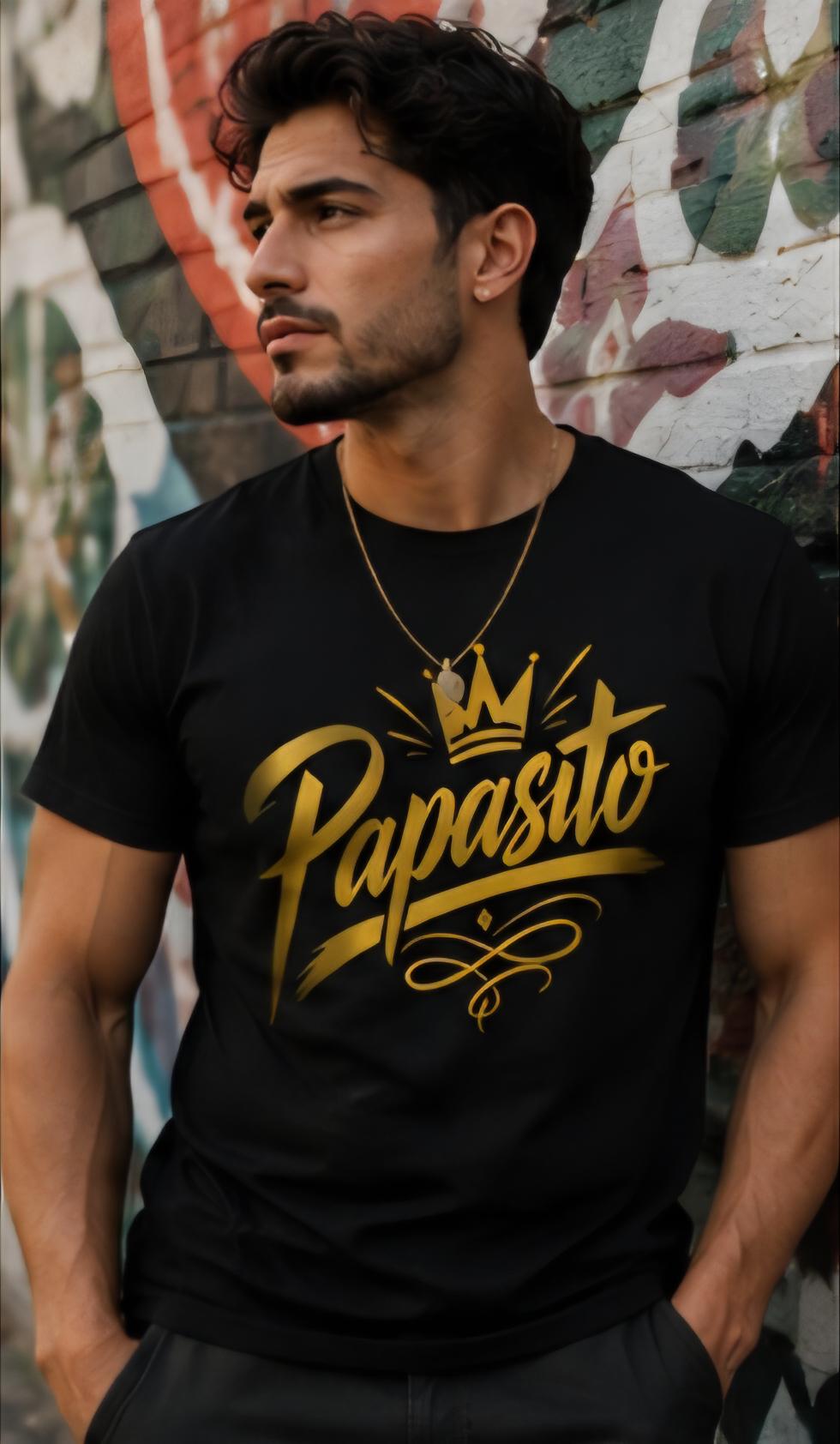 Papasito Shirt | Latin Streetwear Tee | Black & Gold Graphic T-Shirt | Stylish Mens Graphic Tee | Luxury Urban Fashion Shirt