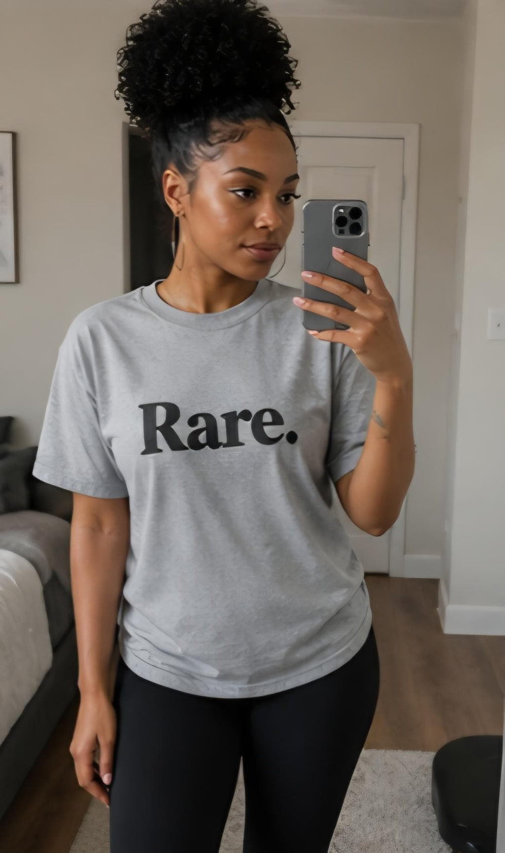 Rare Shirt Minimalist T-Shirt – Grey Tee Black Text – Streetwear Graphic Tee – Simple Statement Shirt – Unisex Rare Tee
