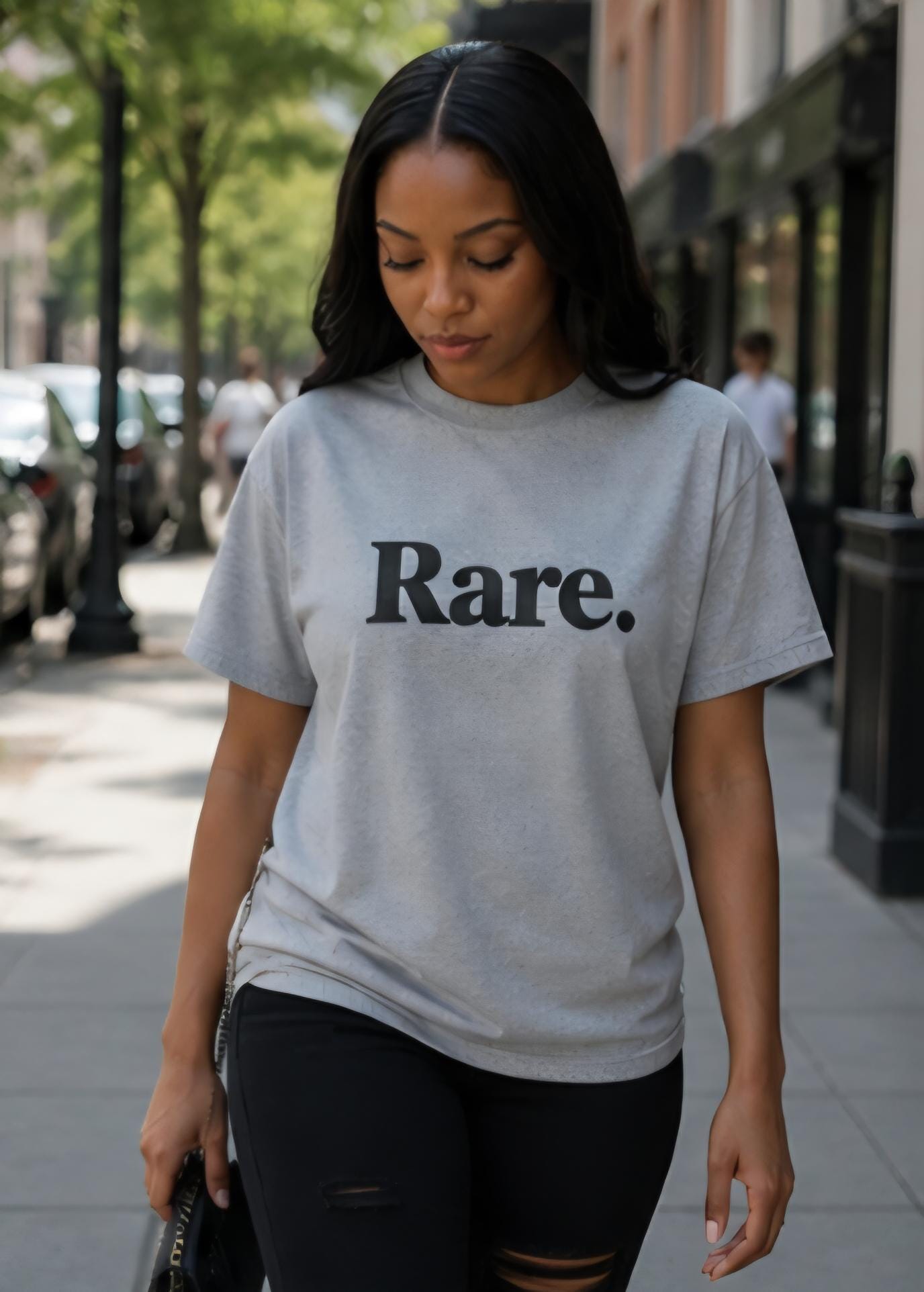 Rare Shirt Minimalist T-Shirt – Grey Tee Black Text – Streetwear Graphic Tee – Simple Statement Shirt – Unisex Rare Tee