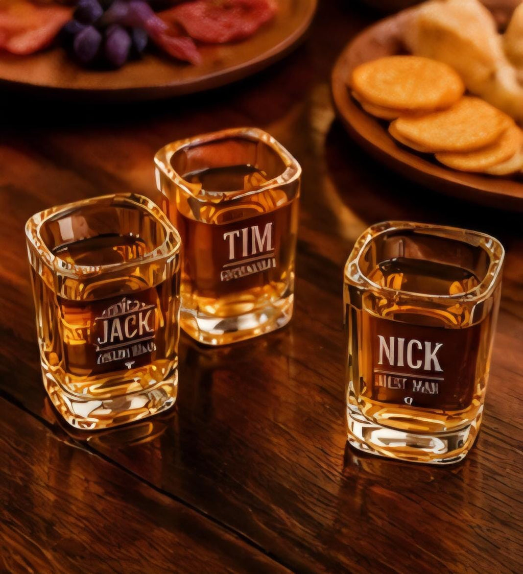 Custom Engraved Shot Glass Set | Personalized Whiskey Glasses | Groomsmen Gift | Wedding Shot Glasses | Custom Name Bar Glass | Gift for Him