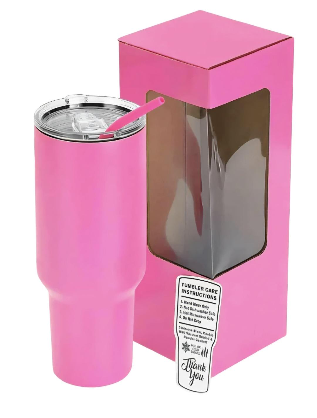 Pink 40 OZ Bee Tumbler Custom Engraved  Optional Twist On Handle Laser Ready Powder Coated Tumbler