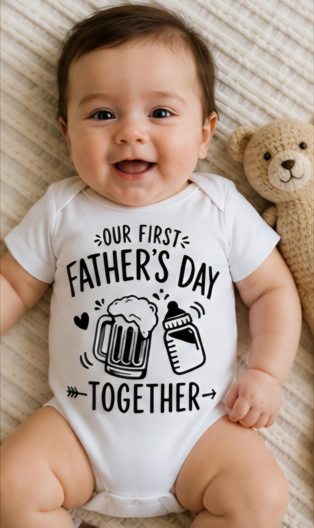 First Father’s Day Baby Onesie | Funny Dad and Baby Shirt | New Dad Gift | Our First Father’s Day Together | Cute Baby Outfit | Baby Shower