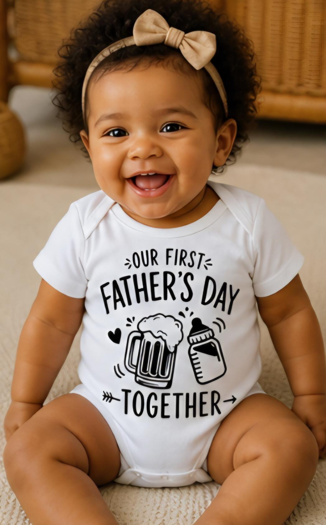 First Father’s Day Baby Onesie | Funny Dad and Baby Shirt | New Dad Gift | Our First Father’s Day Together | Cute Baby Outfit | Baby Shower