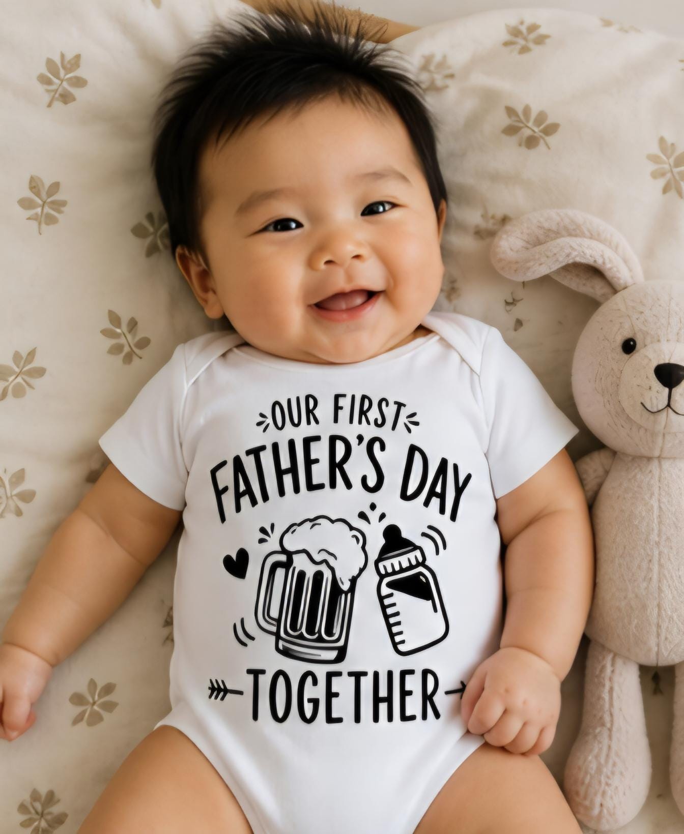 First Father’s Day Baby Onesie | Funny Dad and Baby Shirt | New Dad Gift | Our First Father’s Day Together | Cute Baby Outfit | Baby Shower