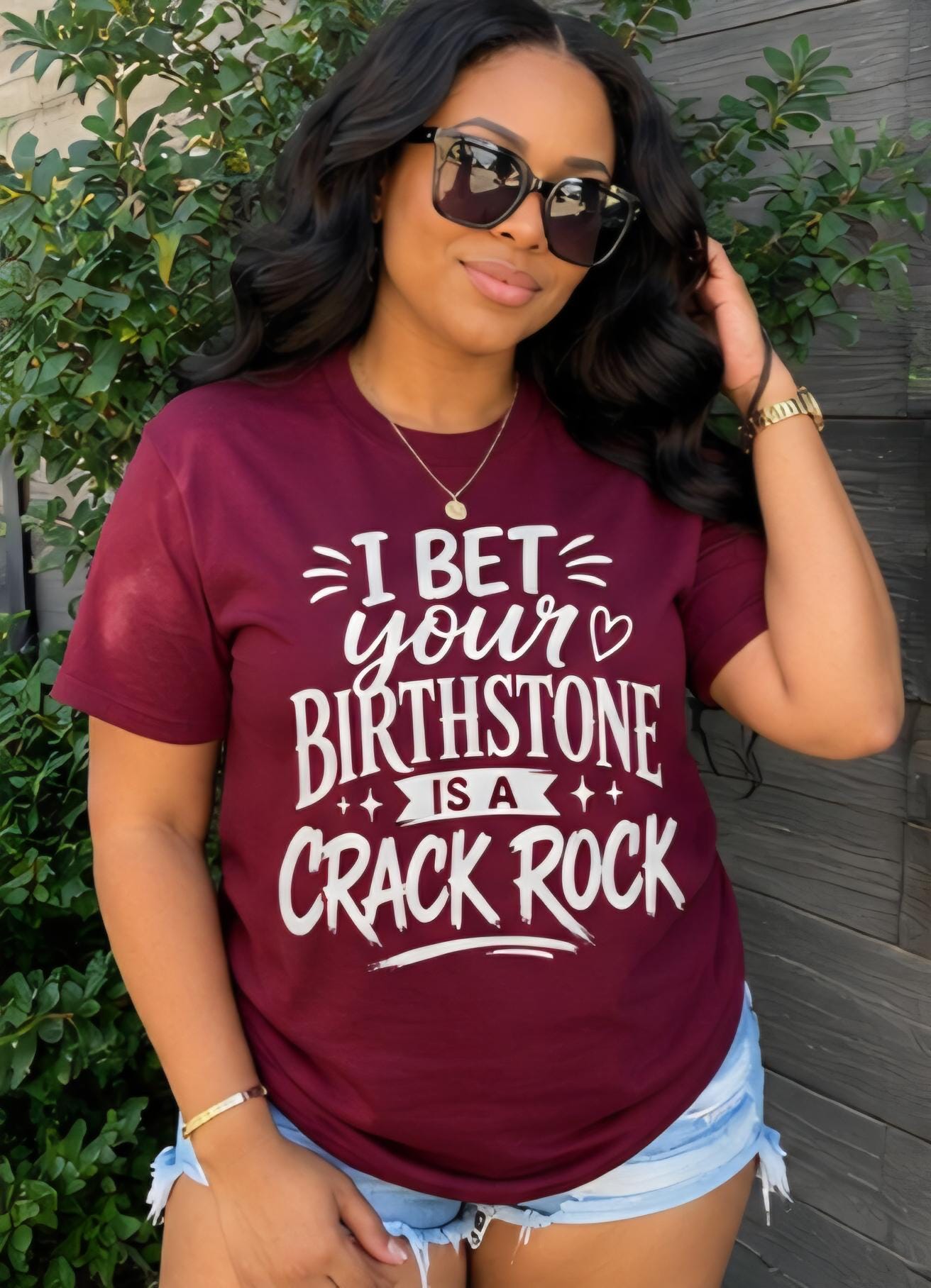 Funny Sarcastic Graphic T-Shirt | “I Bet Your Birthstone Is A Crack Rock” Shirt | Viral Humor Tee | Trendy Streetwear Shirt