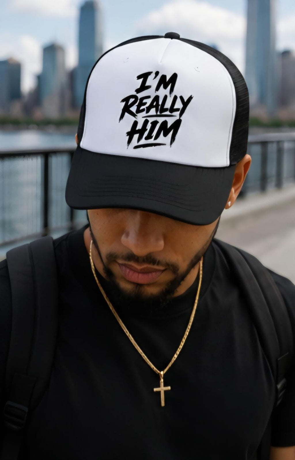 I'M REALLY HIM” Trucker Hat | Black & White Streetwear Snapback | Viral Graphic Hat | Men’s Urban Fashion Cap